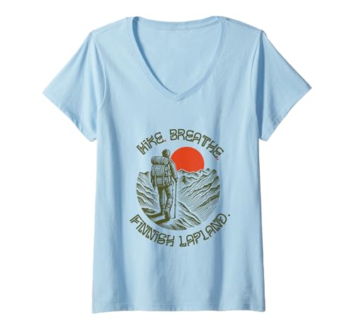 Mujer Montañismo - Laponia finlandesa Camiseta Cuello V