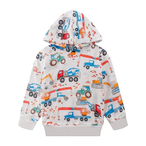 Image of Akyzic Baby Boys Dinosaurs Hoodie Boys Shark Pullover with Pocket Kids Truck Warm Sweatshirt Sweater