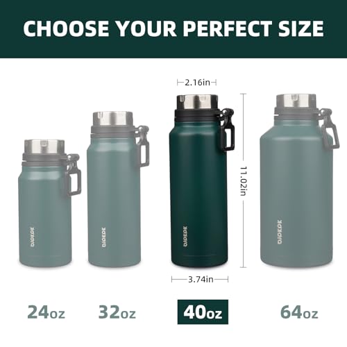 Image of BJPKPK 40oz Large Insulated Water Bottle with Handle, Stainless Steel | Leak-Proof BPA-Free Large Water Bottle, Stainless Steel Vacuum Insulated Bottle for Gym, Work, Outdoor & Everyday Use