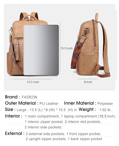 Fadeon Laptop Backpack Purse For Women Large Designer Pu Leather Laptop Bag thumb #2