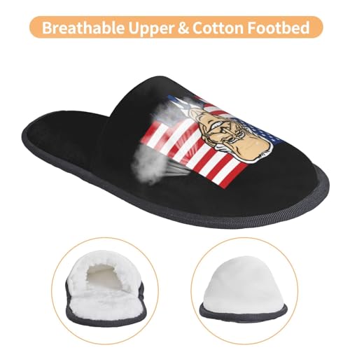 U.S. President Joe Biden smiles contemptuously Slippers For Women Men Cozy Indoor And Outdoor Slip On Slippers Fuzzy House Shoes4
