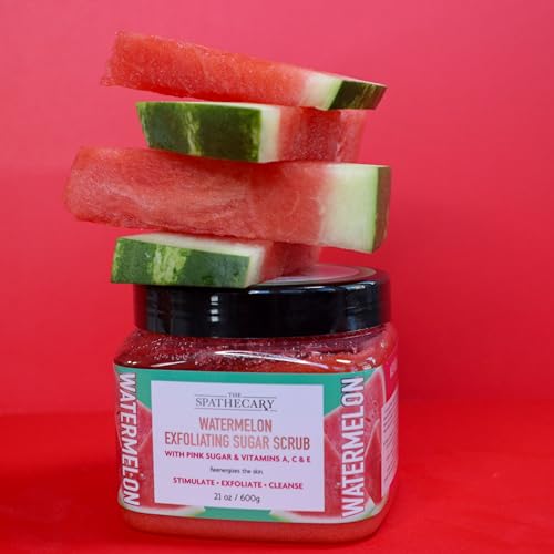 Image of Watermelon Sugar Scrub - Exfoliating & Hydrating Body Scrub With Pink Sugar and Vitamins A,C, & E to Help Reenergize, Smooth, & Stimulate Skin, Body Care Exfoliator & Cleanser, 21 oz