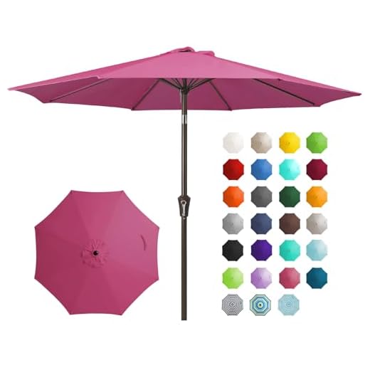Best pink rain umbrella JEAREY 9FT UV-Resistant Patio Umbrella