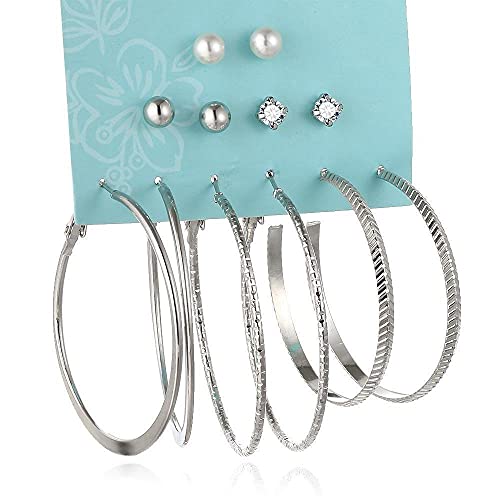 Image of Shining Diva Fashion Stylish Combo Design 6 Pairs Metal Earrings for Women and Girls (F12787er)
