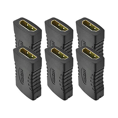 6 Pack HDMI Coupler Gold Plated Adapter High-Speed Female to Female Resolution F/F Connector 3D 4K HDTV 1080P Support Cable Extender