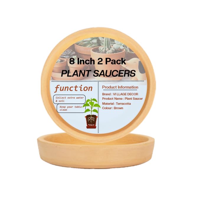 Village Decor Terracotta Saucer/Tray/Base Plate Planter Tray - Pack of 2(Dia-8 inch) (B08DM141DZ) Amazon Price History, Amazon Price Tracker
