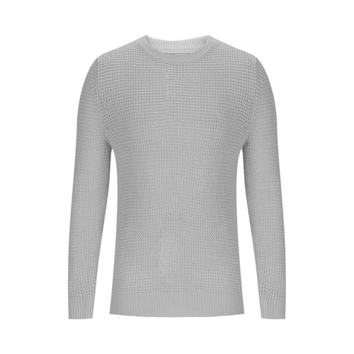 Crew Neck Sweater Men Big and Tall Knitted Pullover Sweater Casual Warm Sweaters for Fall and Winter