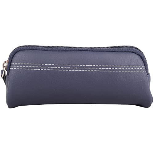 Astuccio cosmetico multiuso da donna in vera pelle morbida per matite per occhiali - Blu scuro