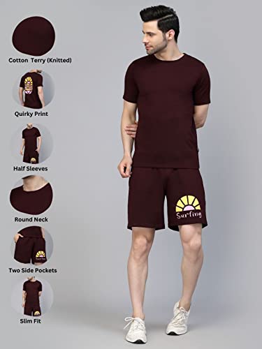 Image of Rigo Cotton Blend Waffle Knit Self Textured Co-Ord Set For Men's|Night Suit Set|Lounge-Wear Pajama Set|Night Wear, Beach Wear, Vacation Wear