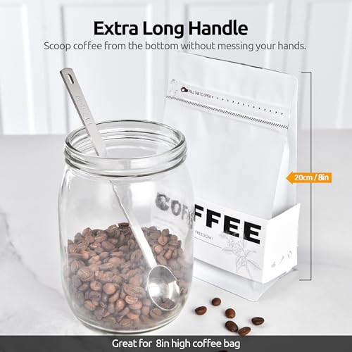 Image of U-Taste Coffee Scoop 1 Tablespoon: 18 /8 Stainless Steel Measuring Scooper for Ground Coffee, Bean, Powder, Espresso, 6.9in Long Handle Metal Meaure Spoon for Canister, Jar (1Tbsp /15ml, Silver)