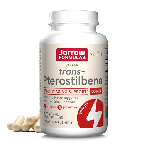 Jarrow Formulas Pterostilbene 50mg for Antioxidant Support Dietary Supplement Supports Healthy Aging 60 Veggie Capsules 60 Day Supply