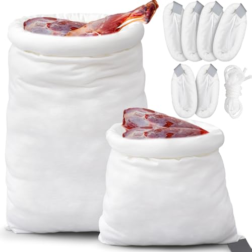 Reallnaive 6 Pack Game Bags Hunting for Meat 4 Pcs 48 x 12 Inch and 2 Pcs 28 x12 Inch Elk Game Bags Meat Freezer with Reflective Strip Reusable Drawstring Hunting Gear for Elk Caribou Moose Deer