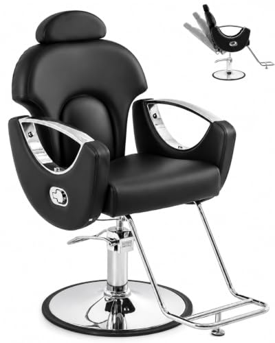 Barber Chair Reclining Salon Chair for Hair Stylist, Salon Styling Chair