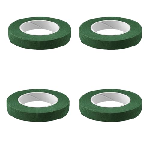 4 Roll Dark Green Florist Tapes 11mm Width Flower Tape Floristry Supplies Practical Floristry Tapes Florist Tape Green Suitable for Floral Arrangements and Wrapping