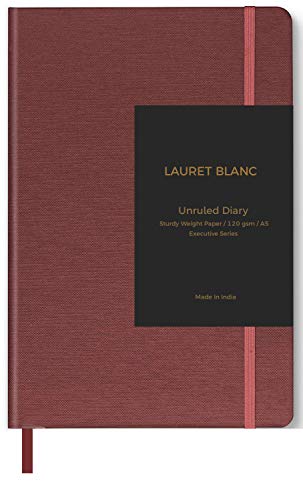 Image of LAURET BLANC Plain Diary Journal Notebook A5 Hardcover with Elastic Enclosure and Back Pocket- 120GSM, 180pages (Maroon, Unruled)