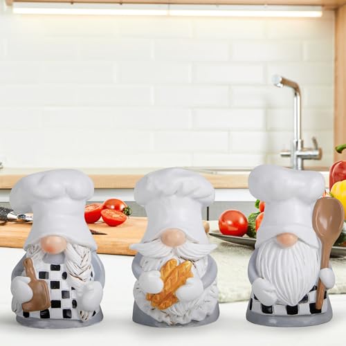 Hodao Chef Gnomes Decorations - Kitchen Home Decorations - Professional Chef Statue - Spring Decorations - Gift for Baking Enthusiasts(3pcs)… - Image 3
