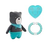 FÜR ZUHAUSE UND AUF REISEN GEEIGNET: Das moderne Design passt dieser Teddy perfekt in jedes Kinderzimmer. Zur Befestigung an Bett, Kinderwagen oder Kindersitz erhalten Sie einen praktischen Beißring.