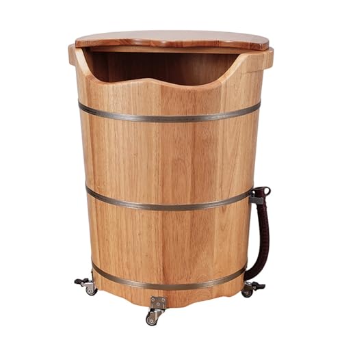 Cubeta de Madera para Baño de Pies con Rodillos y Tapa miniatura 1