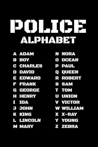 Police Alphabet A to Z Notebook: Graph Paper 5x5 | From Adam to Zebra Understanding the Alphabetical Code in Policing | The Basics You Should Know | Unique Black Cover