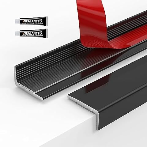 FCSOTSPS Tile Edge Trim,20-Pack 12 Inch Peel and Stick Aluminum Tile Trim, Self Adhesive Tile Trim Edging, Metal Tile Edge Trim for Kitchen Backsplash,Fireplace, Mirror Frame, Furniture, Matte Black Cover