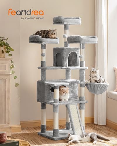Songmics - feandrea Kratzbaum xxl Katzenbaum 169 cm hellgrau von PCT019W01 - hellgrau