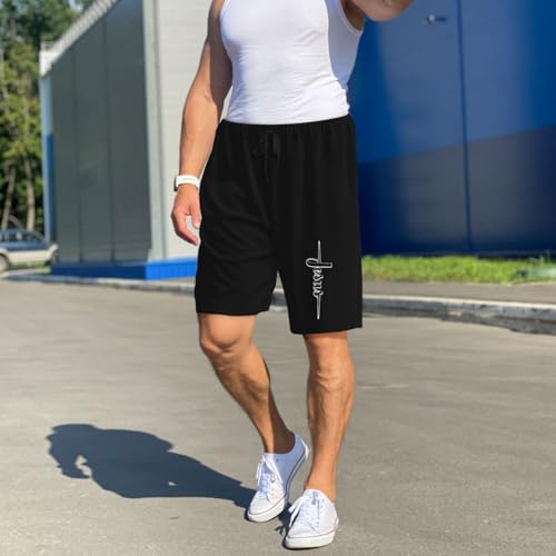 Jesus Christ Christian Religion Faith Cross Pajama Shorts for Men, Men's Pajama Bottoms, Sleepwear for Summer4