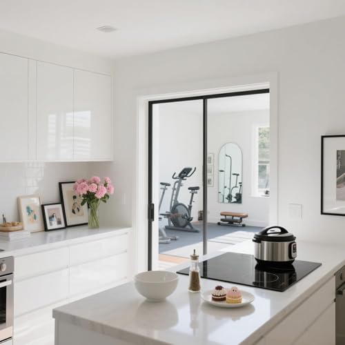 Image of White Contact Paper Glossy White Wallpaper for Countertop /Cabinet Removable Self Adhesive Wall Paper Glossy Waterproof Kitchen Peel and Stick Wallpaper Decorative Vinyl (12x144Inch)