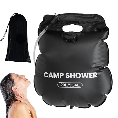 Sac de douche portable avec tuyau et chauffage solaire de 20L