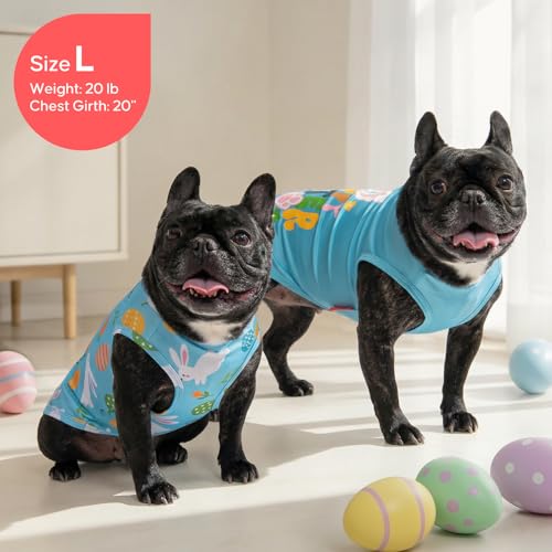 KYEESE 2Pack Easter Dog Shirt, Breathable Tank Top Sleeveless Dog T Shirts for Small Dogs Boy Girl, Lightweight Dogs Clothes Puppy Outfit for Holiday, Blue+Bunny, S - Image 7