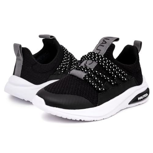 Nautica Kids Slip-On Bungee Tennis Shoes for Boys and Girls | Athletic Running Sneakers for Little and Big Kids-Swimm-Black Silver-Size 4 by Nautica - Used condition - Image 6