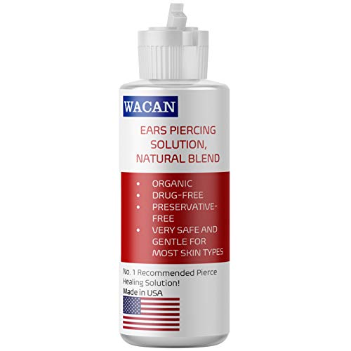 WACAN FAST-HEALING EAR SALINE SOLUTION FOR PIERCINGS ORGANIC DRUG-FREE PRESERVATIVE-FREE Natural Sea Salts & Clove and Vitamins Piercing Aftercare Piercing Solution (4 oz, Pack of 1)