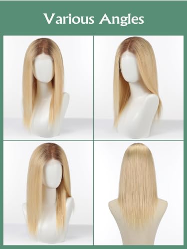 Image of 13 * 4 HD Glueless Human Hair Ombre Light Blonde Lace Front Wigs for White Women Straight Wig Pre Plucked 180% Density Transparent (20inch)