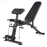 Banc De Musculation RéGlable, Banc De Fitness Pliable Avec Support Pour Jambes Pour EntraîNement Complet à Domicile, Multifonction Entrainement Complet Du Corps Fitness Avec Corde De Traction