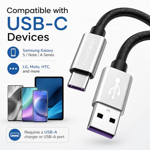 Image of 3 Pack 6ft USB A to USB C Cable, 3A Type C Charger Cord for iPhone 17 /16 /15 Series, Samsung Galaxy S10 /S9 /S8, Note, A Series, Android Auto, USB-C CarPlay, USB 2.0 Data Sync