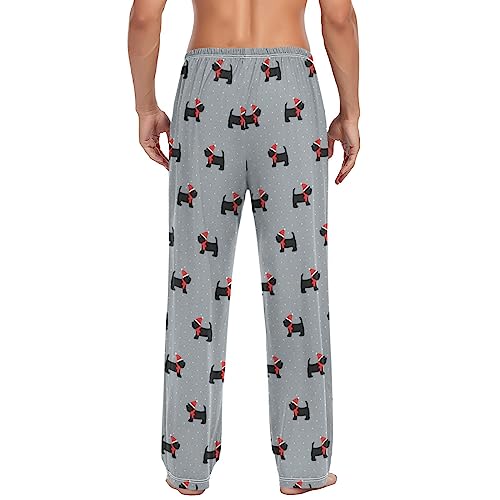 Christmas Scottish Terrier Dog Mens Pajama Pants Lounge Men's Pajama Bottoms Soft Sleep Pants With Pockets XL4