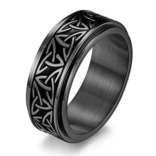 Bague homme runes Odin anneau rotatif noir style celtique pour un look viking au quotidien