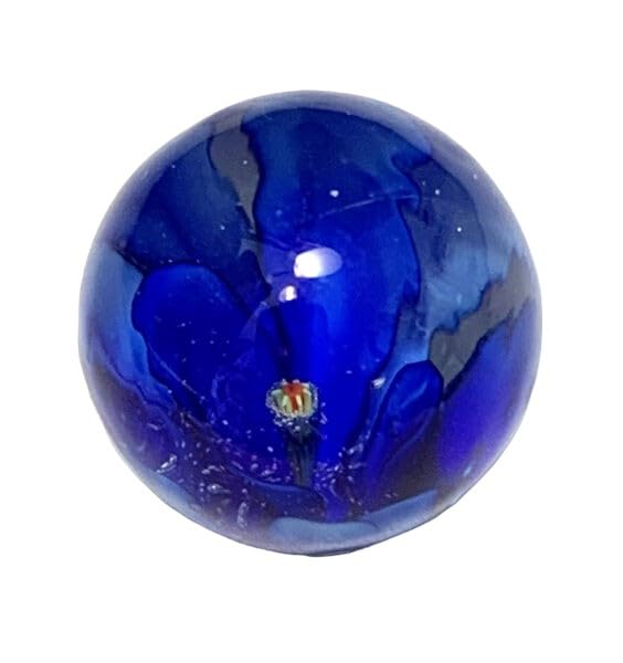 Generic Single 16mm Drk Blue ''Hollyhock'' Handmade Art Glass Flower Player Marble 5/8th''