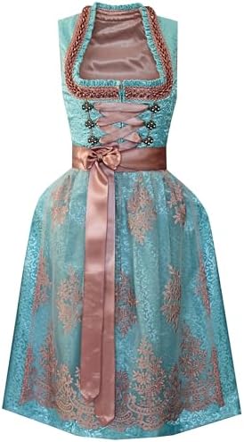 Alpenmärchen ALM660 Midi-dirndl, exclusieve collectie, inclusief ALM910 Kanten schort, maat 32-52, Oudroze, 32