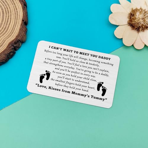 New Dad Metal Wallet Card Daddy to Be New Expecting Dad Gifts Soon to be Husband Gifts from Wife Pregnancy Announcement First Time Daddy Wallet Insert Card2