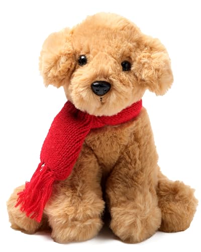 Bearington Grizwald Golden Retriever Christmas Stuffed Animals - 7.5' Stuffed Dog - Soft Plush Puppy Toy with Red Scarf - Adorable for Teens, Kids, Toddlers, and Dog Lovers