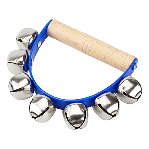 Homgaty manico in legno campanella tamburello sonagli 7 Jingle Bell istruzione giocattolo strumento musicale