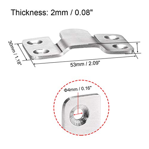 Image of uxcell Flush Mount Bracket, 53x30mm Stainless Steel Wall Mount Clip Hook for Picture Frame Hanger, 5 Pcs