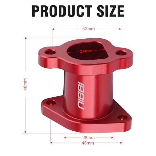 Image of NIBBI Predator 212 Intake Manifold,212 Predator Performance Part Intake Pipe Inlet Manifold For Mini Bike 196cc /212cc /224cc Engine GX160 GX200 225RS(FL-Red)