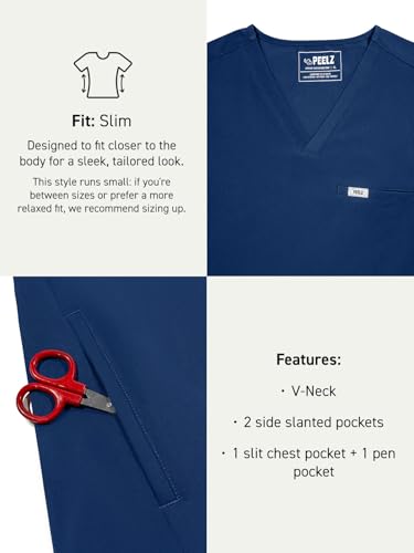 Image of Peelz Peter 4-Pocket V-Neck Scrub Tops for Men - Soft Stretch Fabric Top, Men's Scrubs, Slim Fit