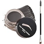 Waterproof Eyebrow Pomade with Brush – Long-Lasting Brow Cream Gel for Eyebrow Shaping, Smudge-Proof & Sweatproof Eyebrow Makeup, Natural Brow Filler for All-Day Wear（Black）