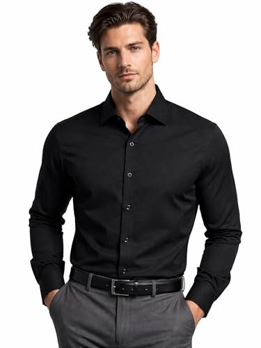 Image of FILO HEVIS Men's Shirt Regular Fit Solid Self-Cord Cotton Blended, Soft Fabric Stylish Formal Wear Man Shirt, Spread Collar Full Sleeves,(Available in Plus Size)