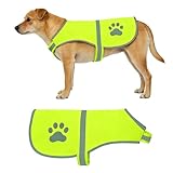 Warnweste Hund Reflektierend – Sicherheitsweste für Hunde mit hoher Sichtbarkeit, verstellbar mit Klettverschluss, leichte Hundeschutzweste für Nacht Spaziergänge & Outdoor (Leuchtgelb, Größe L)