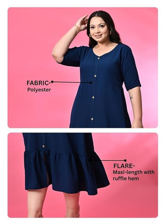 Image of PrettyPlus by Desinoor.com Women's Plus Size Kurta | Ethnic Kurta for Women | Office & Festive Traditional Kurta Firozi