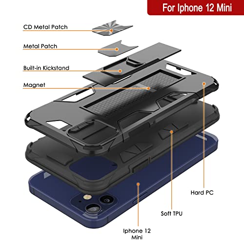 PunkCase for iPhone 12 Mini Case [ArmorShield Series] Military Style Protective Dual Layer Case W/Metal Ring Grip Holder & Kickstand | Full Body Protection for iPhone 12 Mini (5.4") [Black] by PunkCase - Image 4