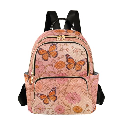 Sac à dos léger Wudan S-M avec motif floral papillon monarque pour voyage